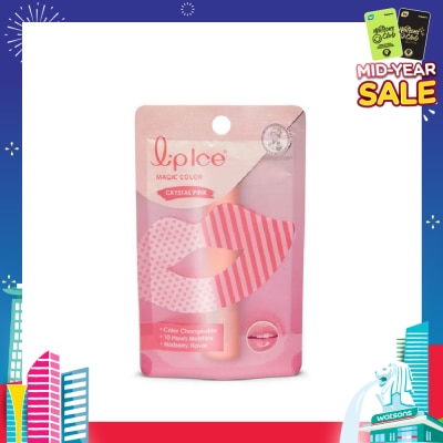 MENTHOLATUM Lip Ice Magic Colour, Crystal Pink, Mix Berry (Color Changing, Long Lasting Moisture For Fuller, Bouncy Lips, Protect Lips Against Harmful Environment) 2g
