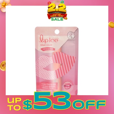 MENTHOLATUM Lip Ice Magic Colour, Crystal Pink, Mix Berry (Color Changing, Long Lasting Moisture For Fuller, Bouncy Lips, Protect Lips Against Harmful Environment) 2g