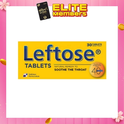 LEFTOSE Chesty Coughs & Sore Throats 30mg (Per Tablet) 30 Tablets