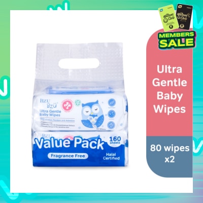 BZU BZU Ultra Gentle Fragrance Free Baby Wet Wipes 80s X 2 pack