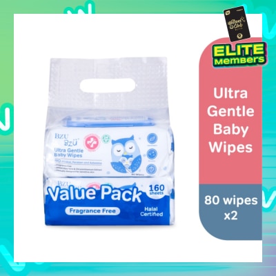 BZU BZU Ultra Gentle Fragrance Free Baby Wet Wipes 80s X 2 pack