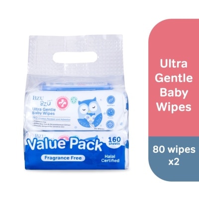 BZU BZU Ultra Gentle Fragrance Free Baby Wet Wipes 80s X 2 pack