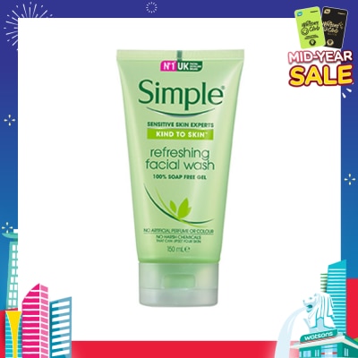 SIMPLE SIMPLE Refreshing Facial Wash 150ml (Kind to skin)