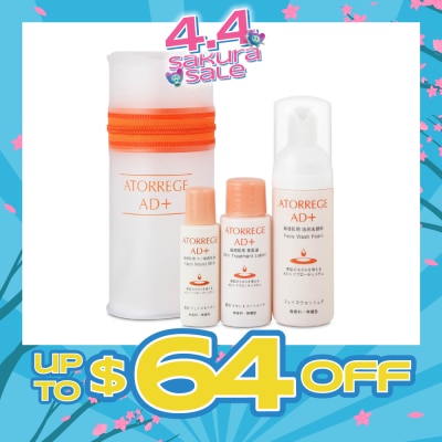ATORREGE AD+ - Trial Set consists Face Wash Foam 50ml + Skin Treatment Lotion 30ml + Face Moist Milk 19ml