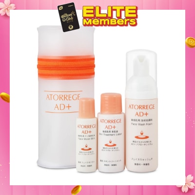 ATORREGE AD+ Trial Set consists Face Wash Foam 50ml + Skin Treatment Lotion 30ml + Face Moist Milk 19ml