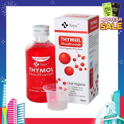 THYMOL Soothing Mouthwash Alcohol Free Natural Pine Oil Fragrance (For Sore Throat, Bad Breath, Oral Hygiene and Dentures Care) 120ml
