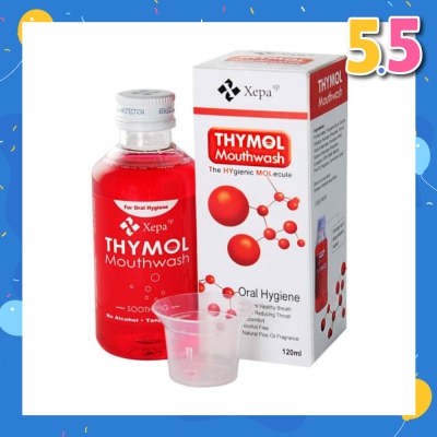 THYMOL Soothing Mouthwash Alcohol Free Natural Pine Oil Fragrance (For Sore Throat, Bad Breath, Oral Hygiene and Dentures Care) 120ml