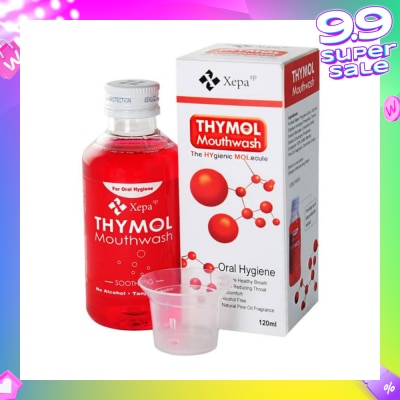 THYMOL Soothing Mouthwash Alcohol Free Natural Pine Oil Fragrance (For Sore Throat, Bad Breath, Oral Hygiene and Dentures Care) 120ml