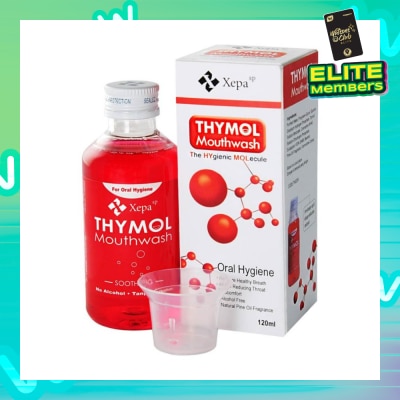 THYMOL Soothing Mouthwash Alcohol Free Natural Pine Oil Fragrance (For Sore Throat, Bad Breath, Oral Hygiene and Dentures Care) 120ml