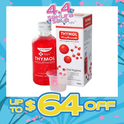 THYMOL - Soothing Mouthwash Alcohol Free Natural Pine Oil Fragrance (For Sore Throat, Bad Breath, Oral Hygiene and Dentures Care) 120ml