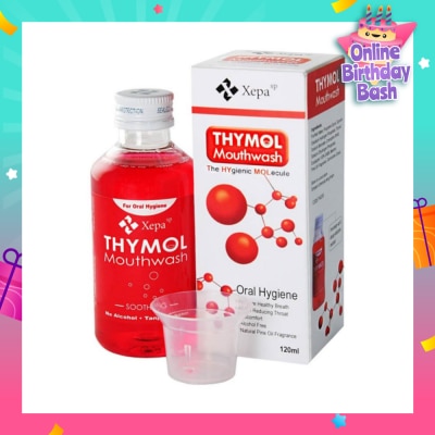 THYMOL Soothing Mouthwash Alcohol Free Natural Pine Oil Fragrance (For Sore Throat, Bad Breath, Oral Hygiene and Dentures Care) 120ml