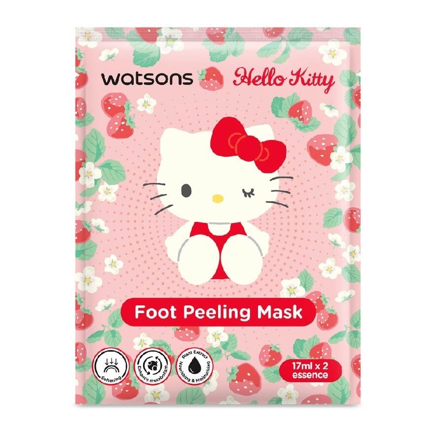 Hello Kitty Foot Peeling Mask (Glycoloic Acid, Lactic Acid, Plant Extract) 17ml x 2s