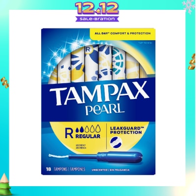 TAMPAX Pearl Plastic Regular Absorbency Unscented Tampons 18s