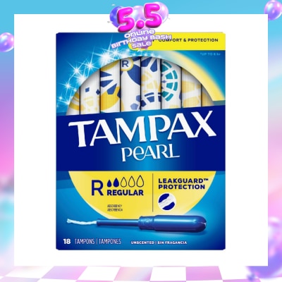 TAMPAX - Pearl Plastic Regular Absorbency Unscented Tampons 18s