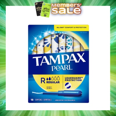 TAMPAX - Pearl Plastic Regular Absorbency Unscented Tampons 18s