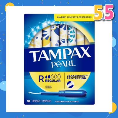 TAMPAX Pearl Plastic Regular Absorbency Unscented Tampons 18s