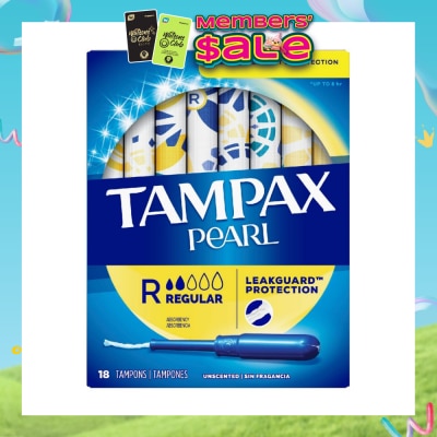 TAMPAX - Pearl Plastic Regular Absorbency Unscented Tampons 18s