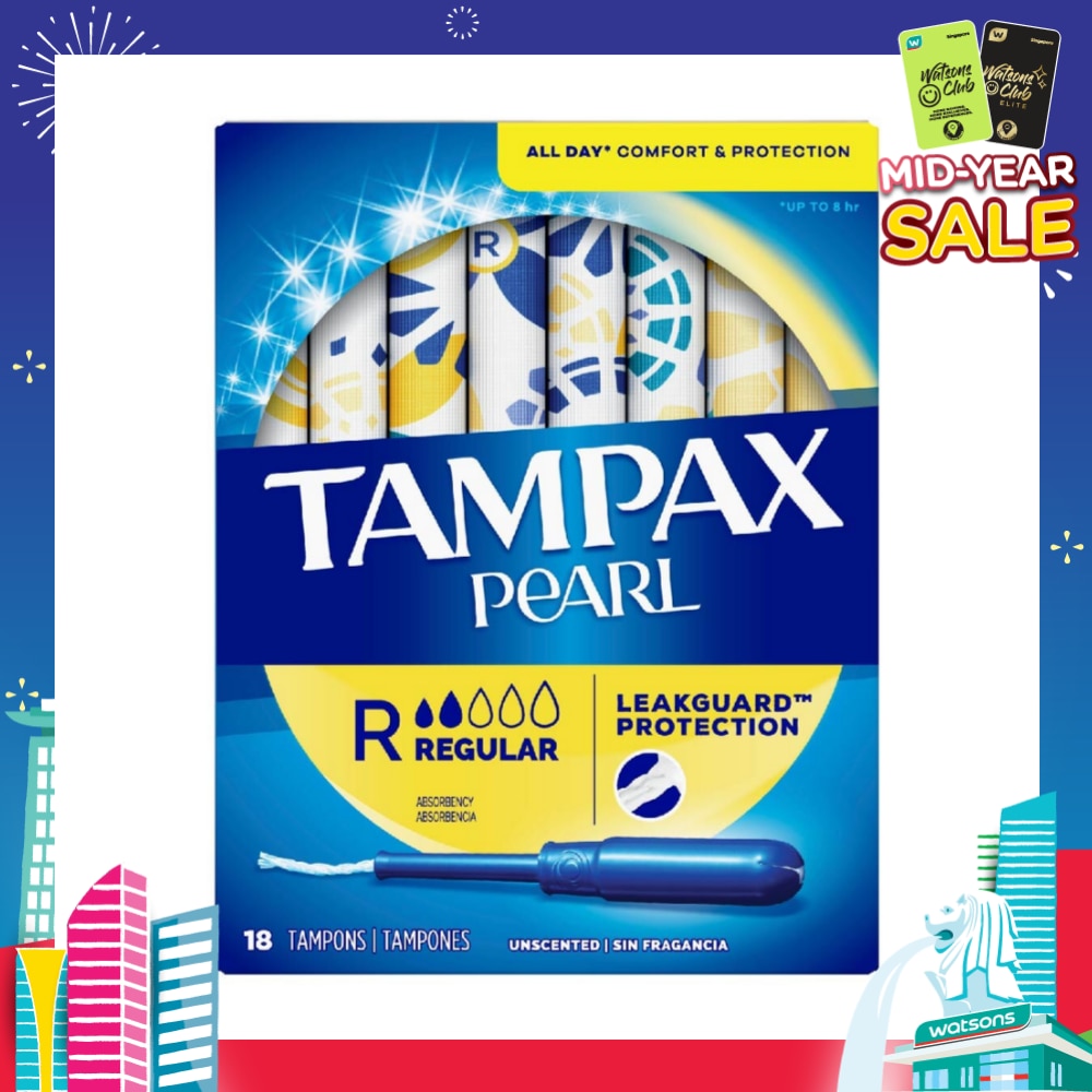 Pearl Plastic Regular Absorbency Unscented Tampons 18s