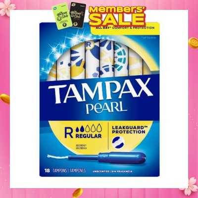 TAMPAX Pearl Plastic Regular Absorbency Unscented Tampons 18s
