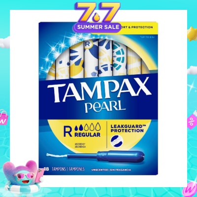 TAMPAX - Pearl Plastic Regular Absorbency Unscented Tampons 18s