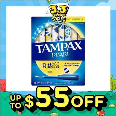 TAMPAX Pearl Plastic Regular Absorbency Unscented Tampons 18s