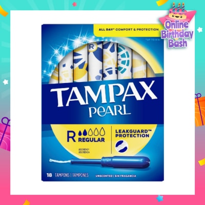 TAMPAX Pearl Plastic Regular Absorbency Unscented Tampons 18s