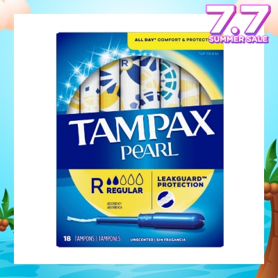 TAMPAX Pearl Plastic Regular Absorbency Unscented Tampons 18s