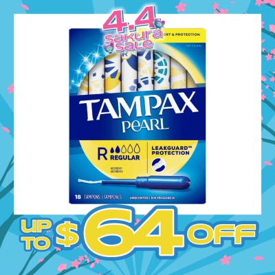 TAMPAX - Pearl Plastic Regular Absorbency Unscented Tampons 18s