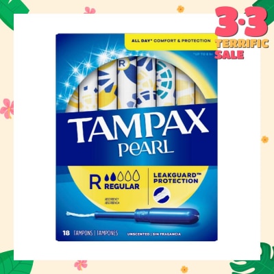 TAMPAX Pearl Plastic Regular Absorbency Unscented Tampons 18s