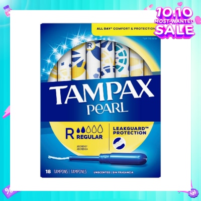 TAMPAX Pearl Plastic Regular Absorbency Unscented Tampons 18s