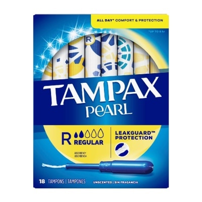 TAMPAX Pearl Plastic Regular Absorbency Unscented Tampons 18s