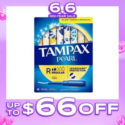 TAMPAX - Pearl Plastic Regular Absorbency Unscented Tampons 18s
