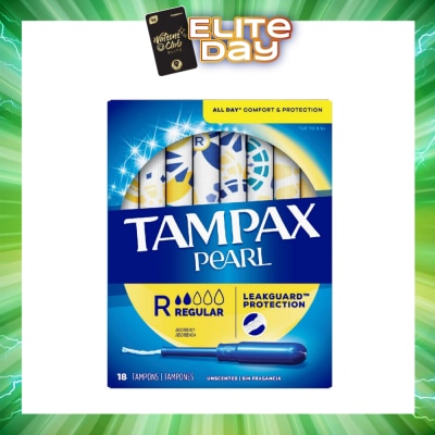 TAMPAX - Pearl Plastic Regular Absorbency Unscented Tampons 18s