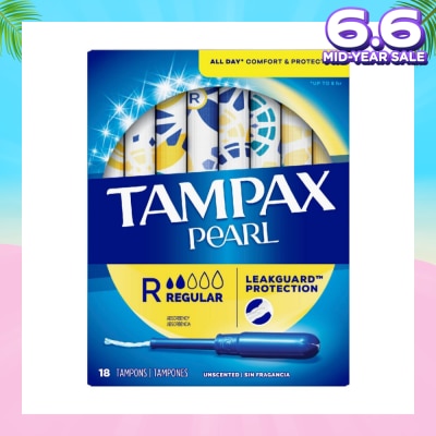 TAMPAX Pearl Plastic Regular Absorbency Unscented Tampons 18s