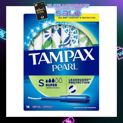 TAMPAX Pearl Plastic Super Absorbency Unscented Tampons 18s