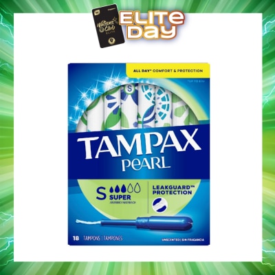 TAMPAX - Pearl Plastic Super Absorbency Unscented Tampons 18s