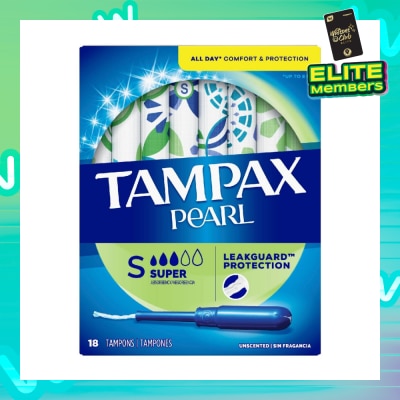 TAMPAX Pearl Plastic Super Absorbency Unscented Tampons 18s