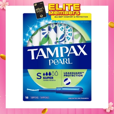 TAMPAX Pearl Plastic Super Absorbency Unscented Tampons 18s