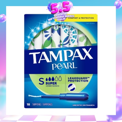 TAMPAX - Pearl Plastic Super Absorbency Unscented Tampons 18s