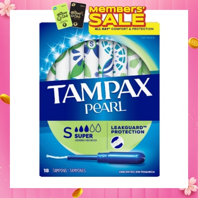 TAMPAX Pearl Plastic Super Absorbency Unscented Tampons 18s