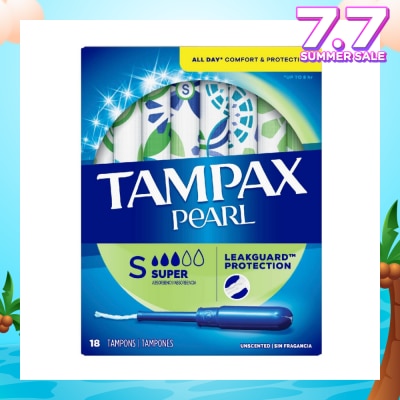 TAMPAX Pearl Plastic Super Absorbency Unscented Tampons 18s