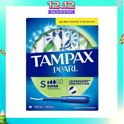 TAMPAX Pearl Plastic Super Absorbency Unscented Tampons 18s