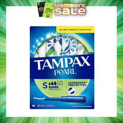 TAMPAX - Pearl Plastic Super Absorbency Unscented Tampons 18s