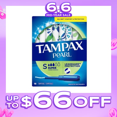 TAMPAX - Pearl Plastic Super Absorbency Unscented Tampons 18s