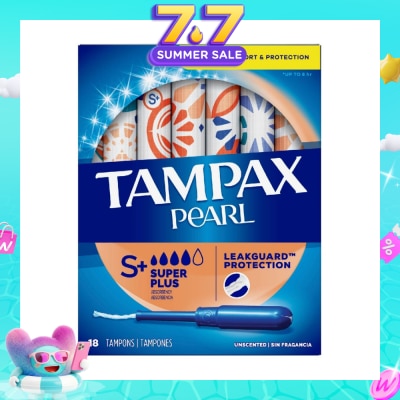 TAMPAX - Pearl Plastic Super Plus Absorbency Unscented Tampons 18s