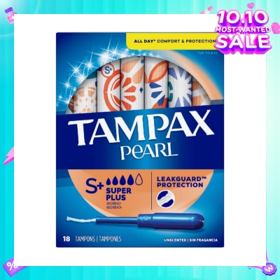 TAMPAX Pearl Plastic Super Plus Absorbency Unscented Tampons 18s