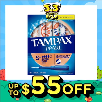 TAMPAX Pearl Plastic Super Plus Absorbency Unscented Tampons 18s