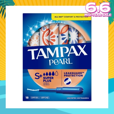 TAMPAX Pearl Plastic Super Plus Absorbency Unscented Tampons 18s