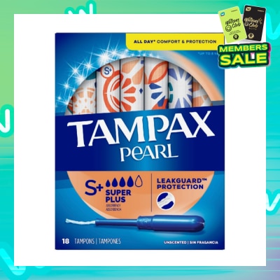 TAMPAX Pearl Plastic Super Plus Absorbency Unscented Tampons 18s