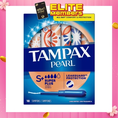 TAMPAX Pearl Plastic Super Plus Absorbency Unscented Tampons 18s